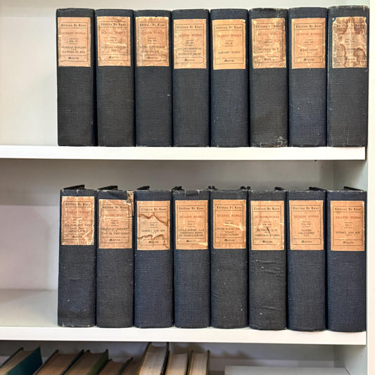 Navy Blue The Works of Charles Dickens Antique Book Set, International Book Company
