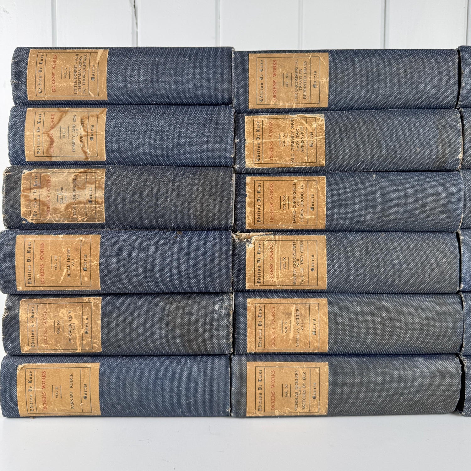 Navy Blue The Works of Charles Dickens Antique Book Set, International Book Company