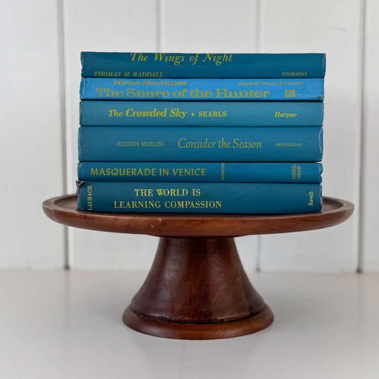 Retro Vintage Turquoise Blue and Yellow Books for Shelf Styling
