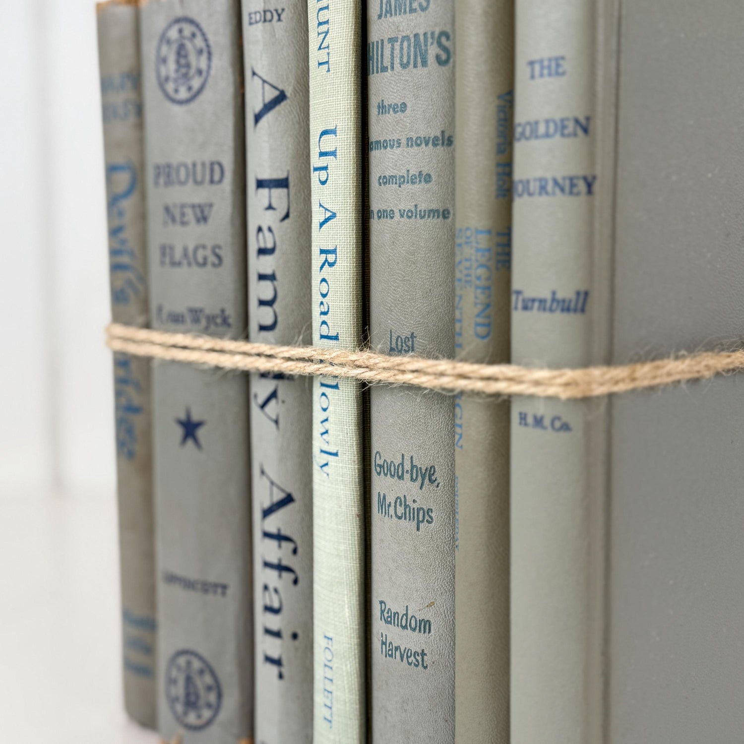 Vintage Gray Book Set for Mid-Century Modern Shelf Styling