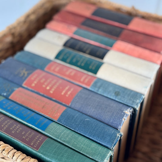 Vintage Modern Library Classics in Red, Blue & Green for Shelf Styling and Literary Collectors