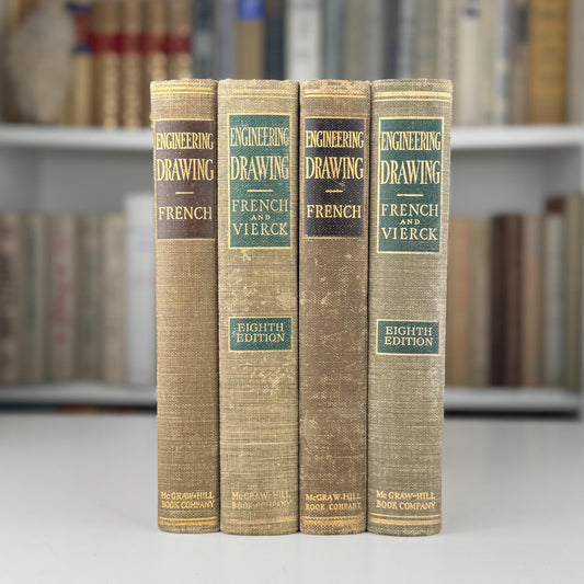 Vintage Tan Decorative School Books for Bookshelf Decor, Mid Century Modern