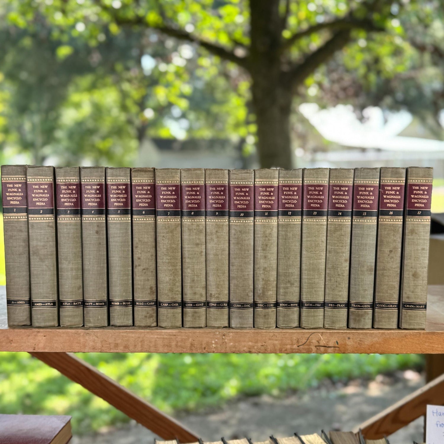 Vintage Tan Mid Century Books, Funk and Wagnall's New Standard Encyclopedia