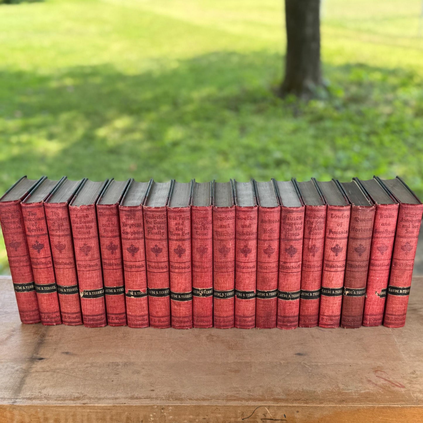 Large Red Antique Book Set, The Historical Romances of Louisa Muhlbach, 1905