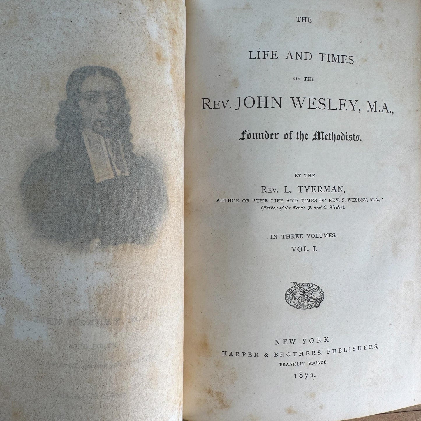 Antique Ornate Book Set, The Life and Times of John Wesley 3 Volume Set 1872 Tyerman