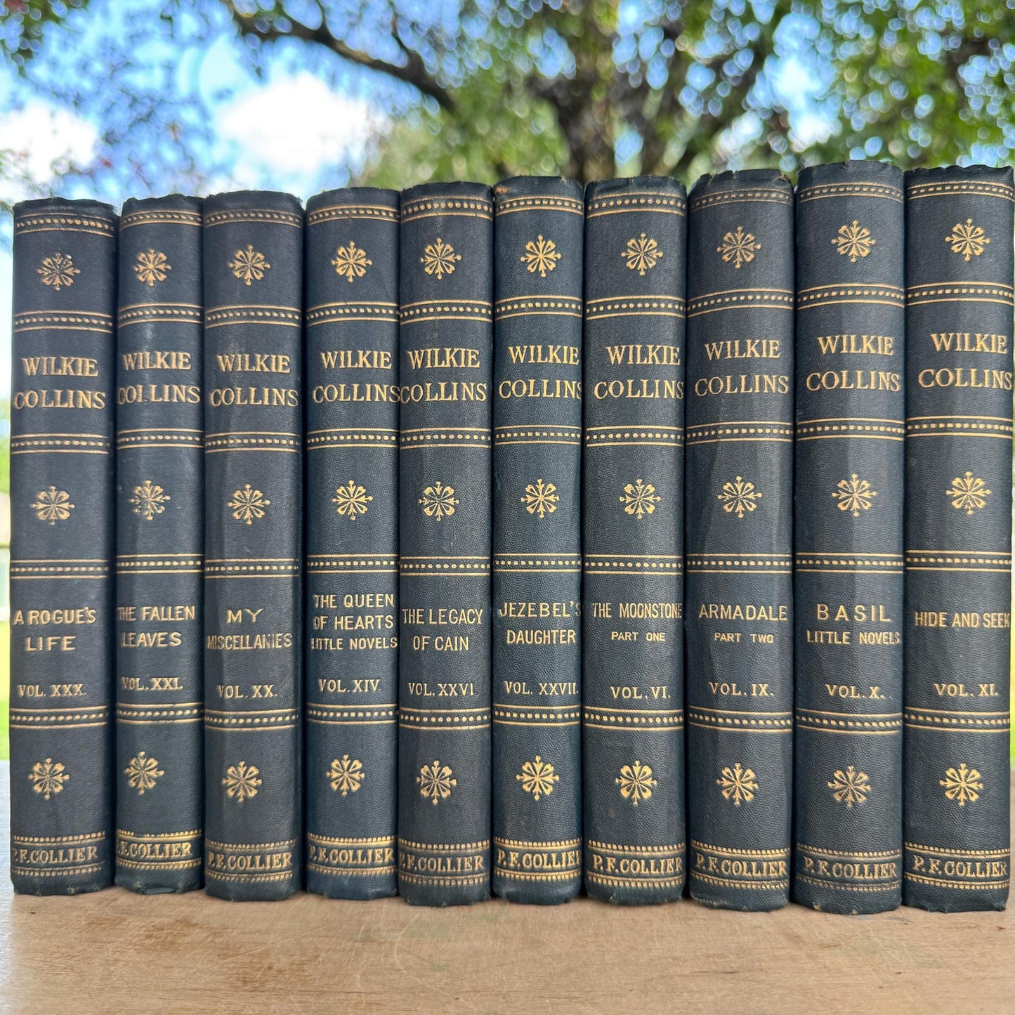 Antique 10-Volume Wilkie Collins Blue Book Bundle