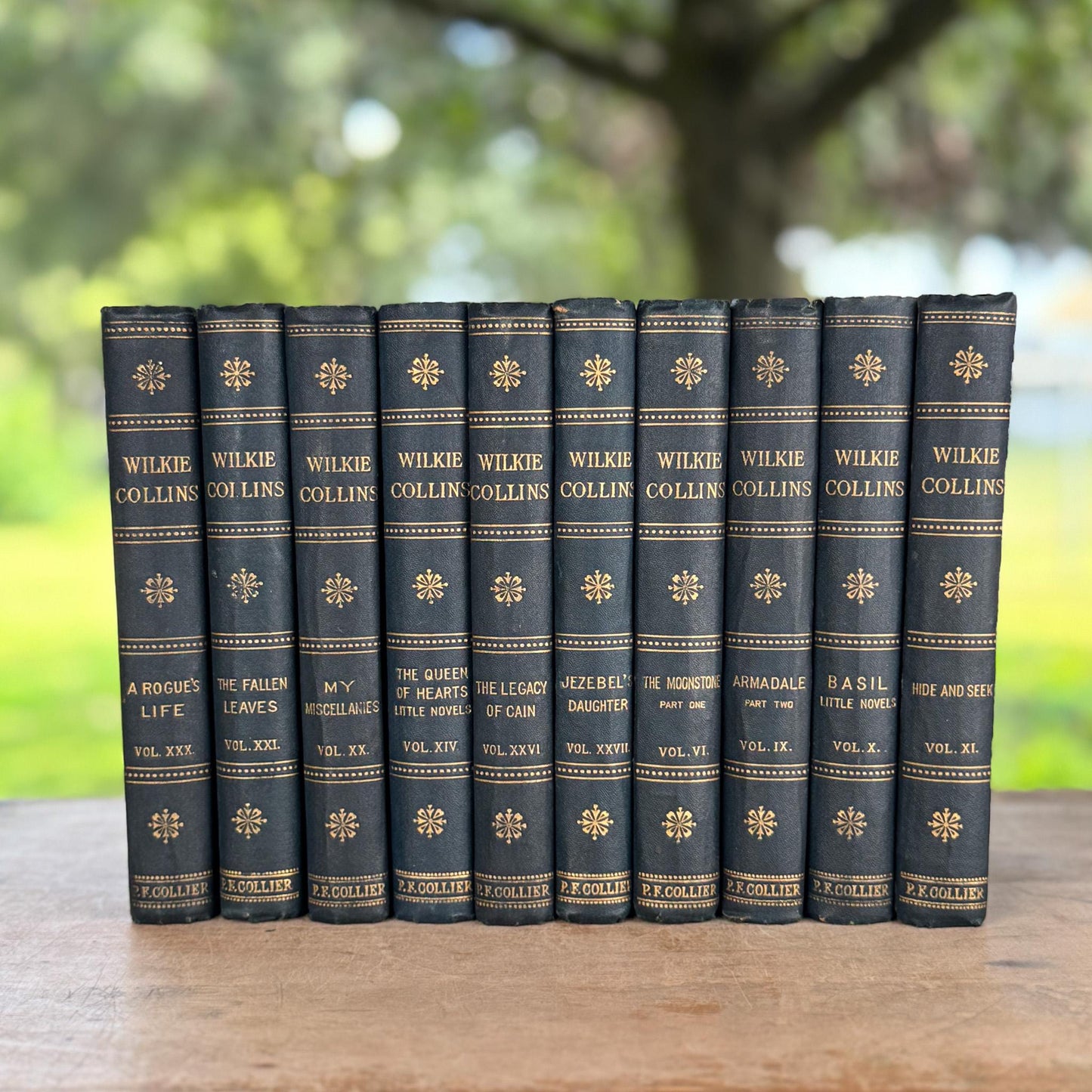 Antique 10-Volume Wilkie Collins Blue Book Bundle