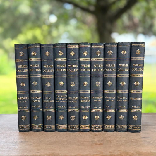 Antique 10-Volume Wilkie Collins Blue Book Bundle