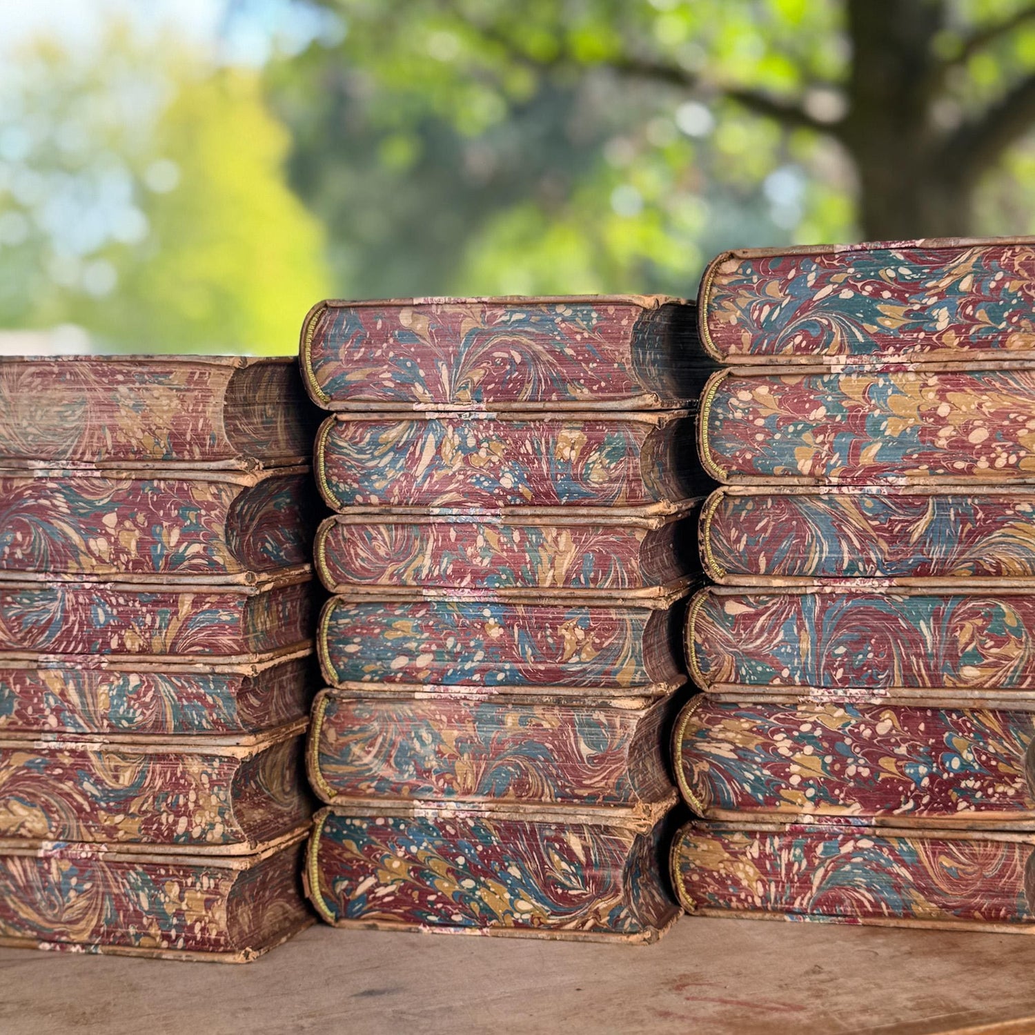 Antique Leather Works of John Ruskin Book Set, 1887, 18 Volumes