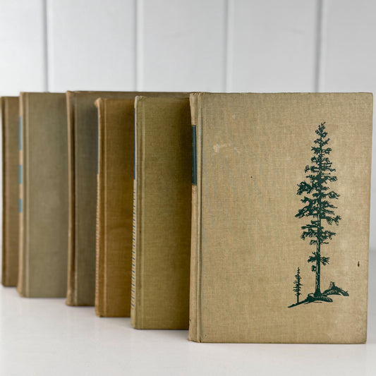 Beige Tan Blue Rustic Vintage Mid Century Book Bundle for Shelf Styling