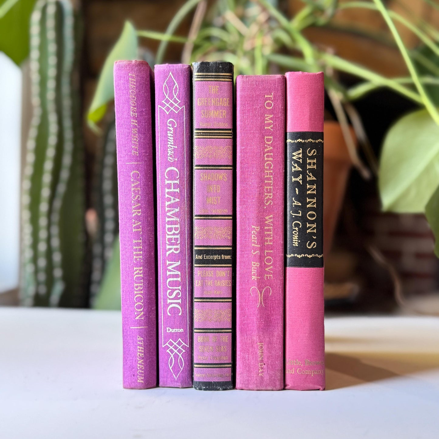 Purple Vintage Book Bundle for Shelf Styling and Decor