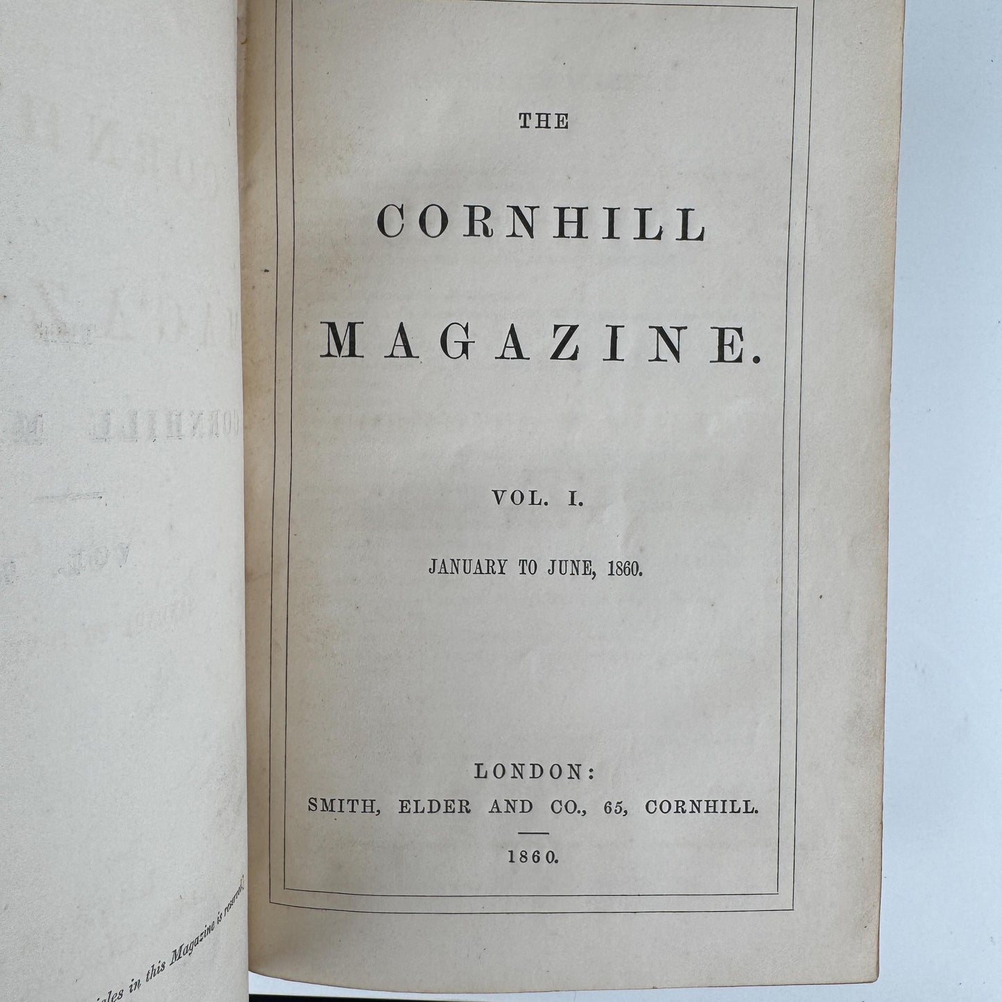Antique Black Cornhill Magazine Leather-Bound Book Set for Shelf Styling and Home Library Decor
