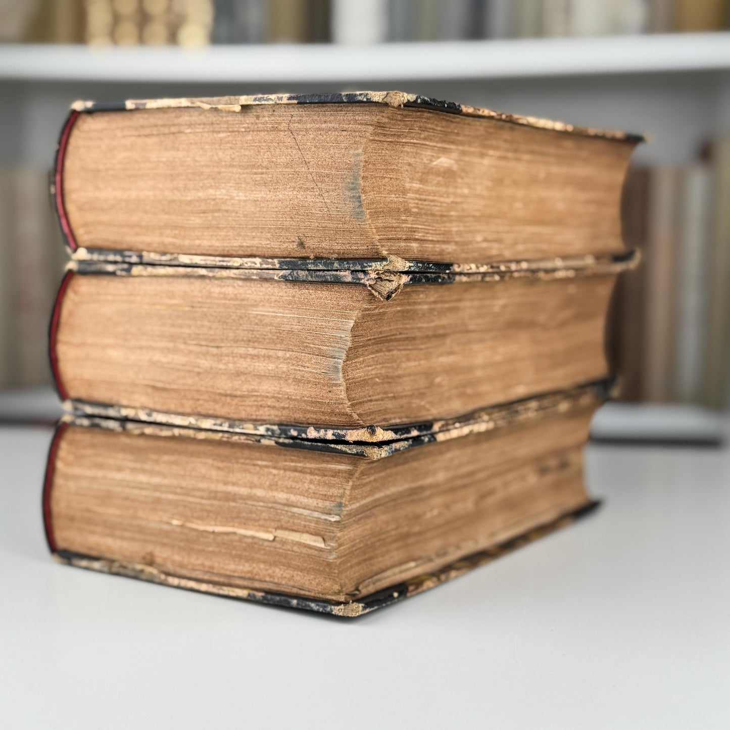 Antique Black Cornhill Magazine Leather-Bound Book Set for Shelf Styling and Home Library Decor