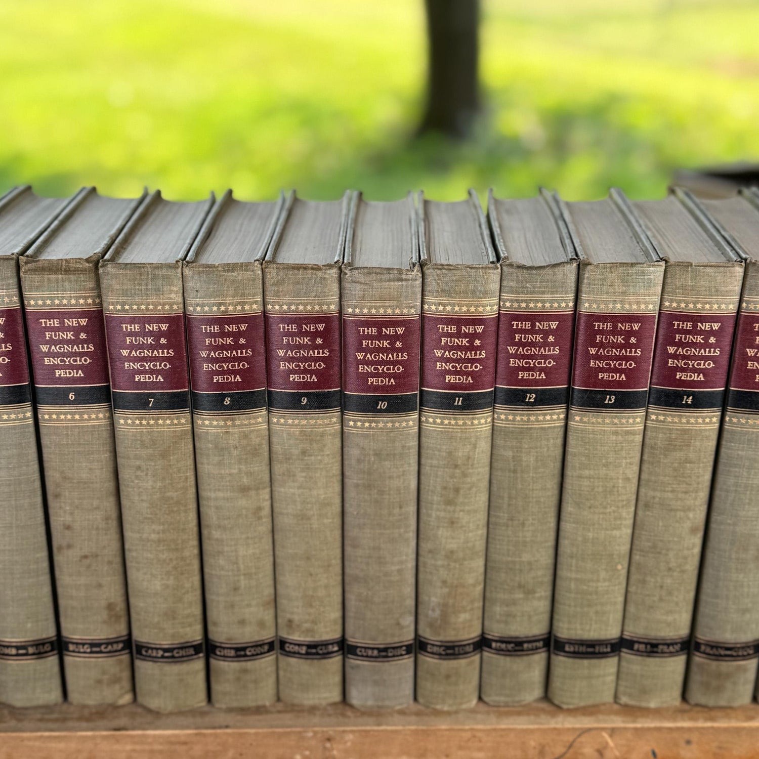 Vintage Tan Mid Century Books, Funk and Wagnall's New Standard Encyclopedia