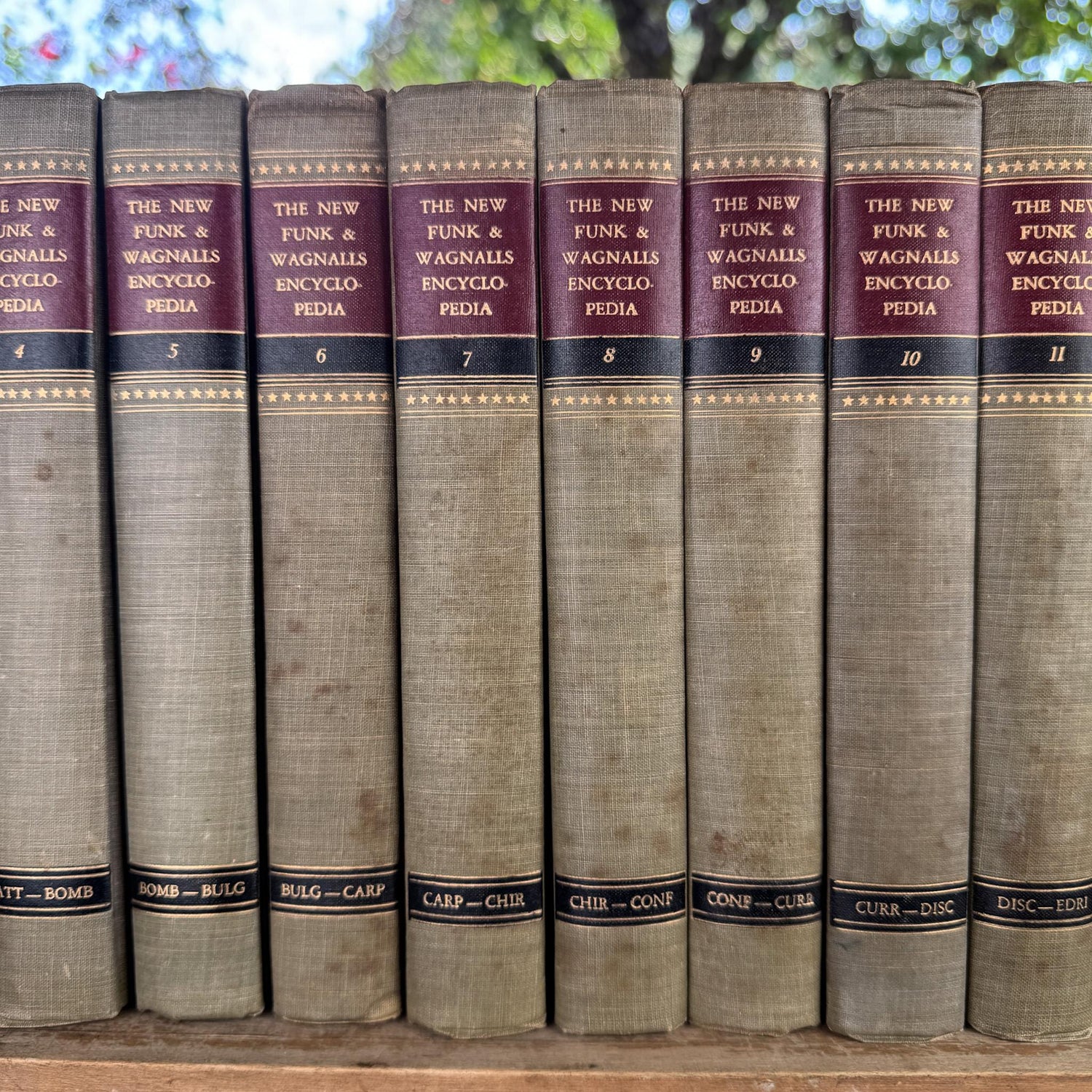 Vintage Tan Mid Century Books, Funk and Wagnall's New Standard Encyclopedia