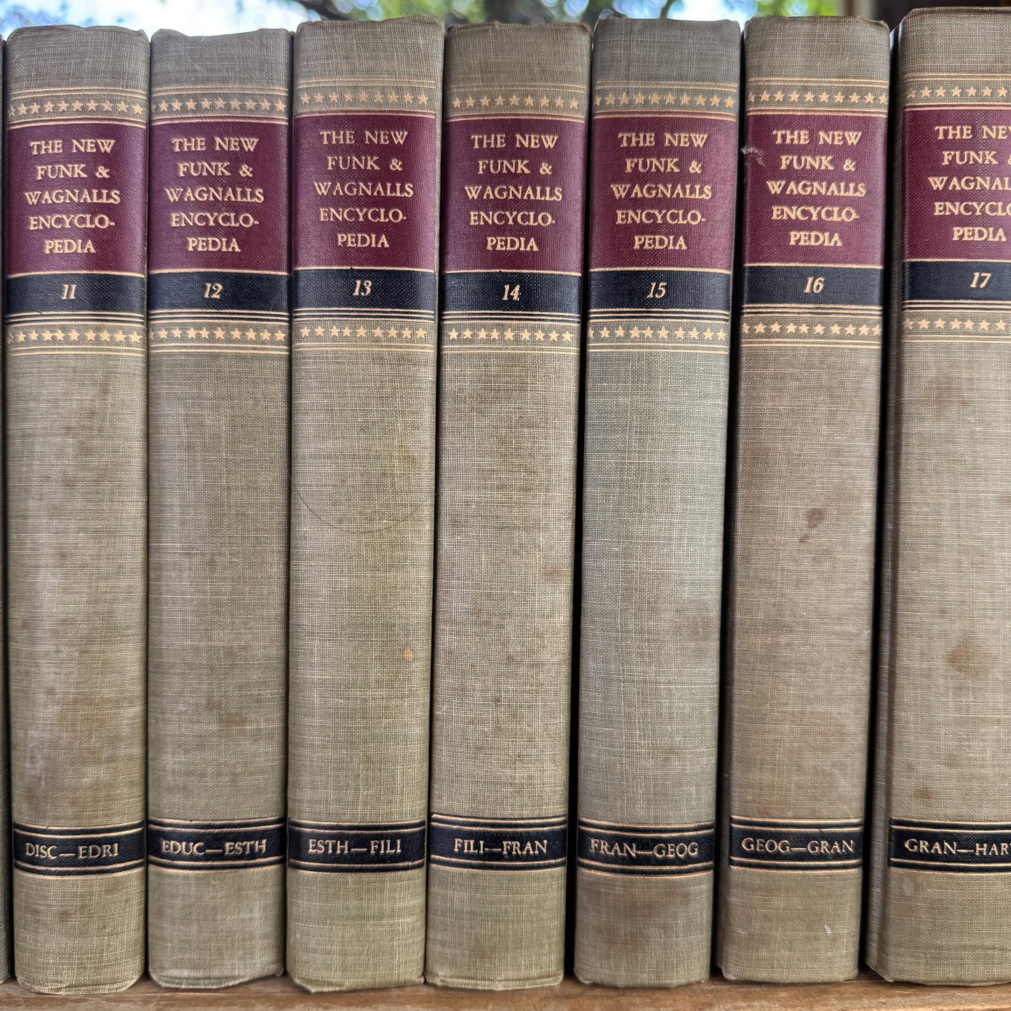 Vintage Tan Mid Century Books, Funk and Wagnall's New Standard Encyclopedia