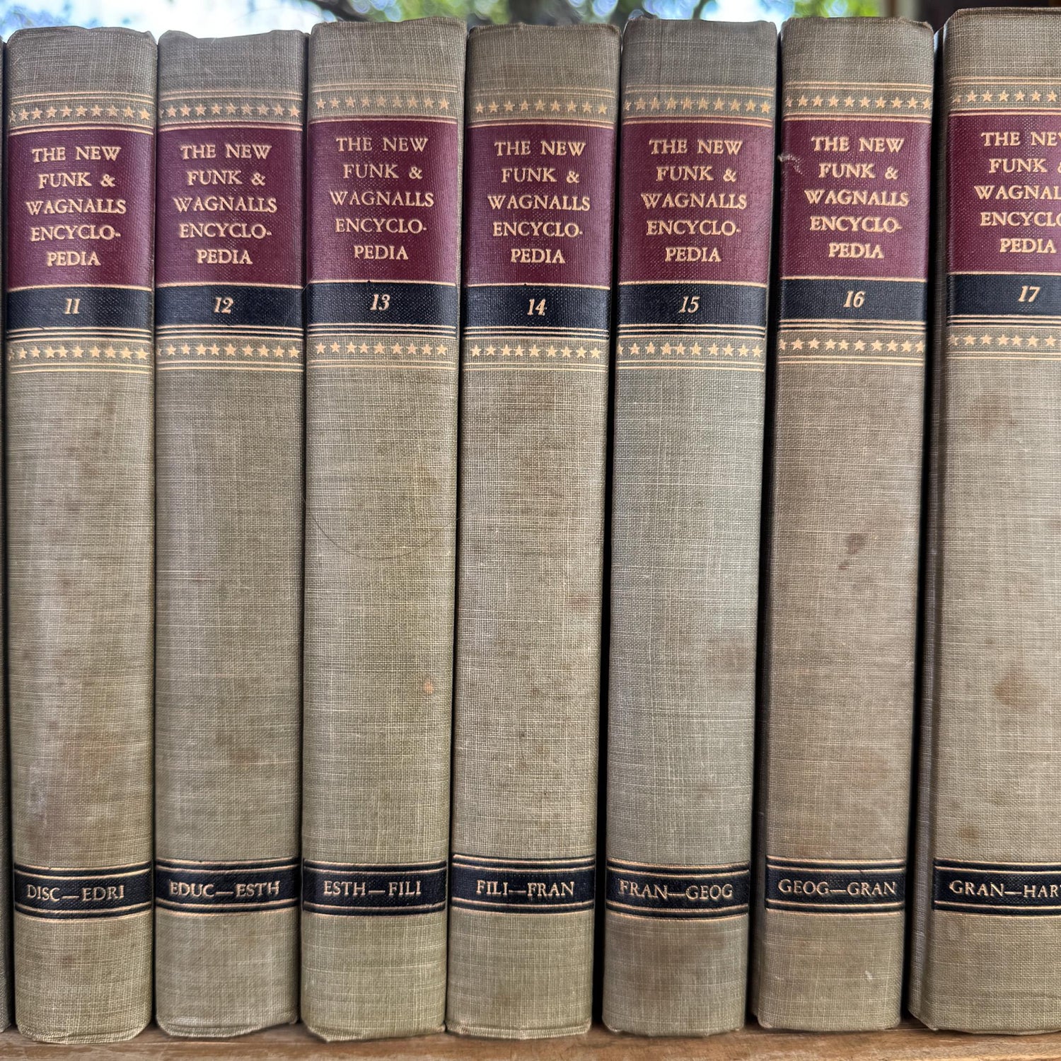 Vintage Tan Mid Century Books, Funk and Wagnall's New Standard Encyclopedia
