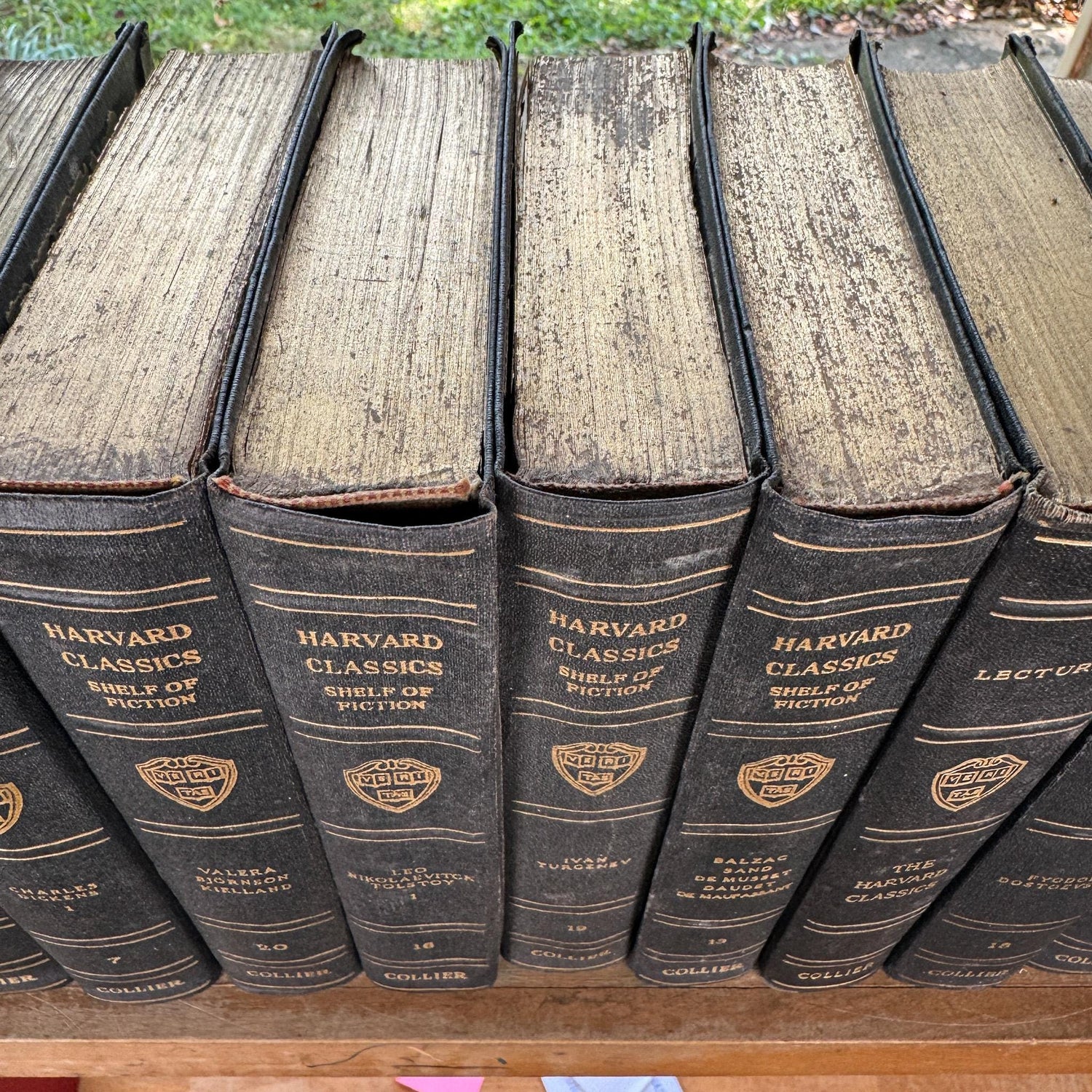 The Harvard Classics Shelf of Fiction, 1917 Partial Set, Bookshelf Decor, Green Vintage Decorative Books For Home Decor
