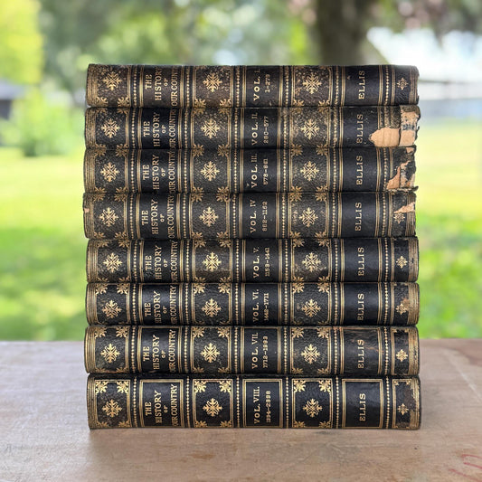 The History of Our Country 8 Volume Set 1899 Edition de Luxe, Antique Black Leather-Bound Tall Book Set
