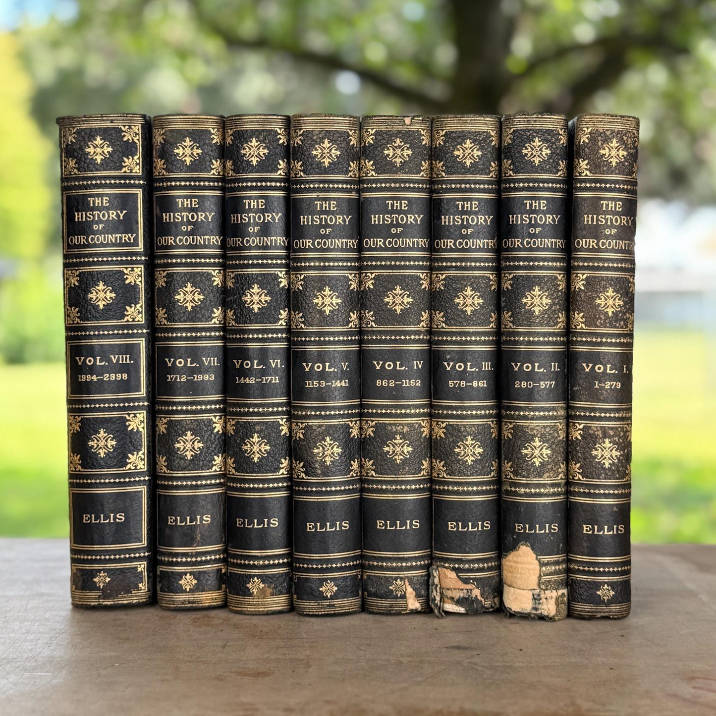 The History of Our Country 8 Volume Set 1899 Edition de Luxe, Antique Black Leather-Bound Tall Book Set