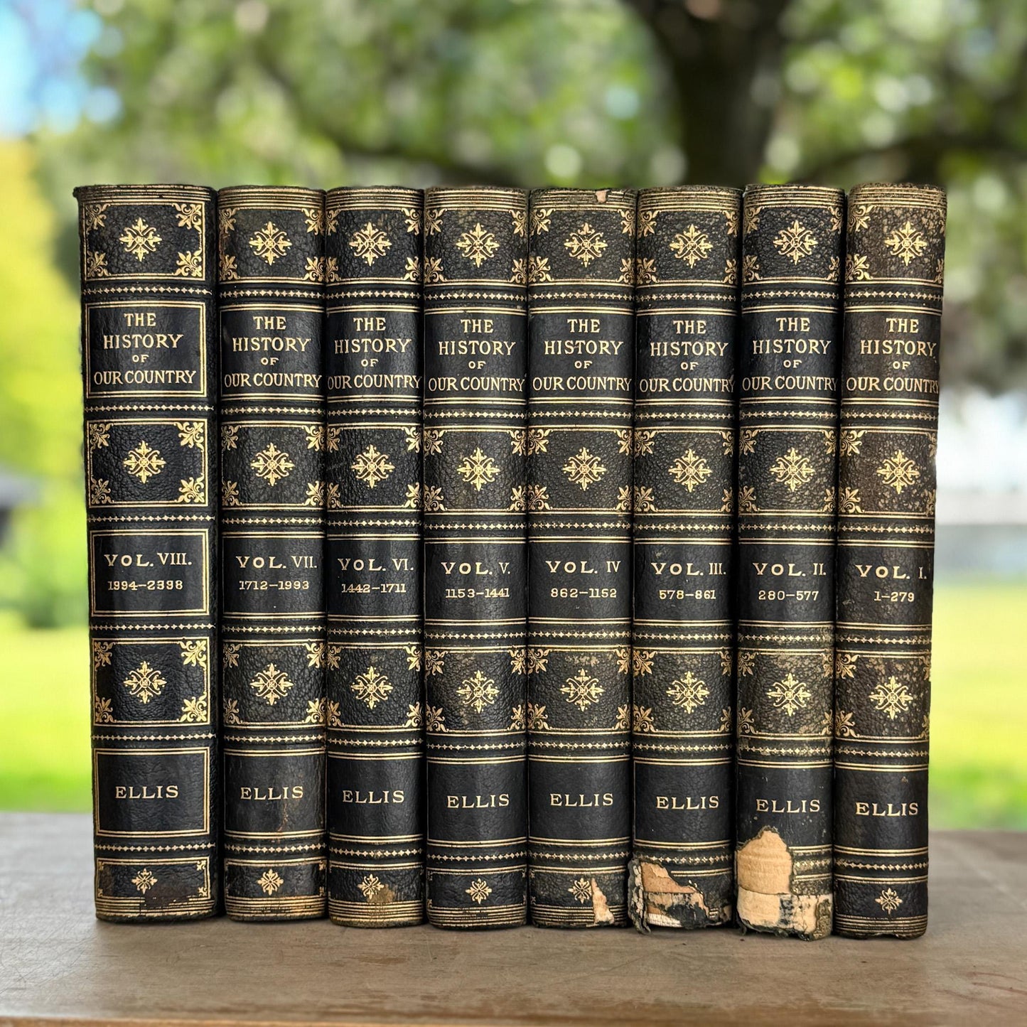 The History of Our Country 8 Volume Set 1899 Edition de Luxe, Antique Black Leather-Bound Tall Book Set