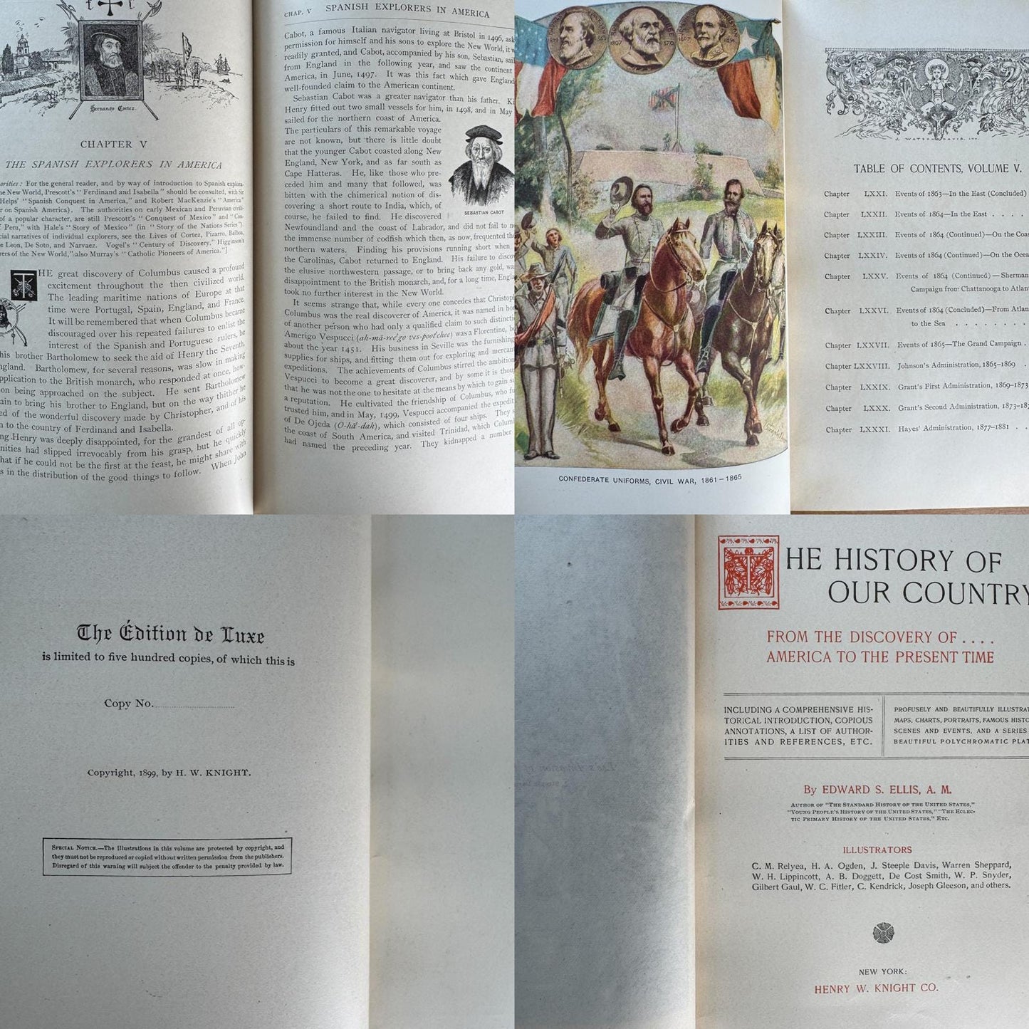 The History of Our Country 8 Volume Set 1899 Edition de Luxe, Antique Black Leather-Bound Tall Book Set