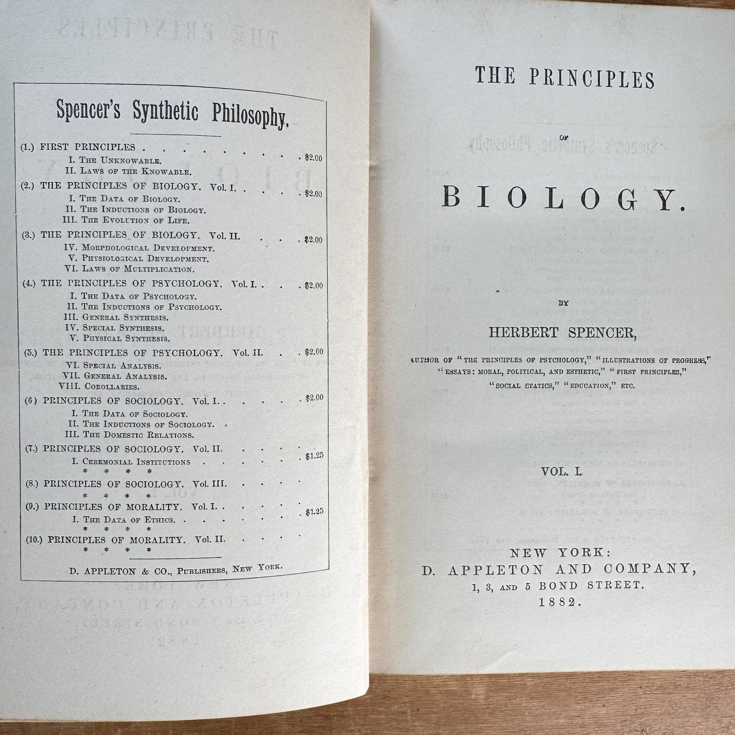 Antique Neutral Academic Books, Spencer's Synthetic Philosophy, 1882