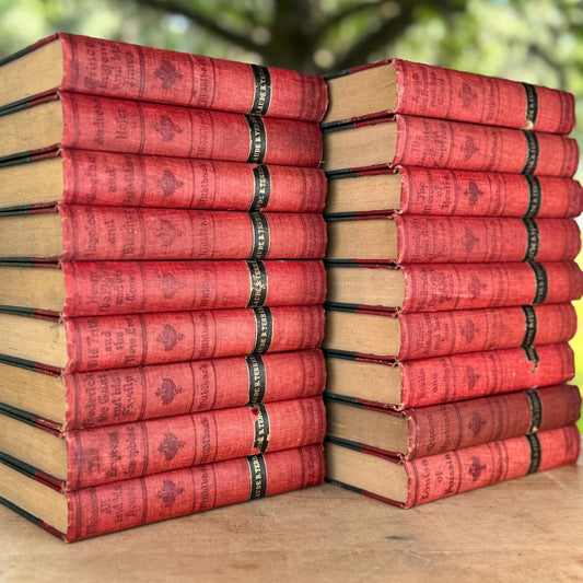 Large Red Antique Book Set, The Historical Romances of Louisa Muhlbach, 1905