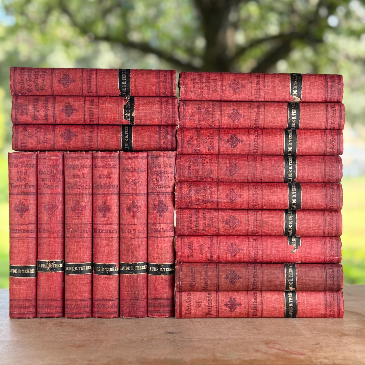 Large Red Antique Book Set, The Historical Romances of Louisa Muhlbach, 1905