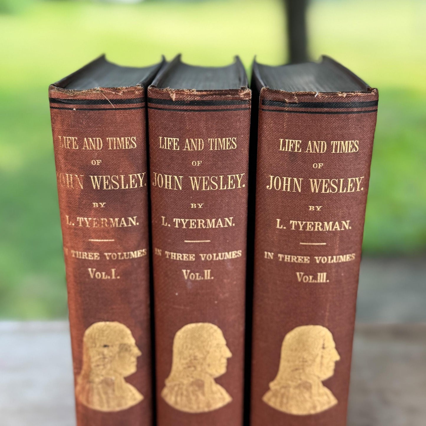 Antique Ornate Book Set, The Life and Times of John Wesley 3 Volume Set 1872 Tyerman