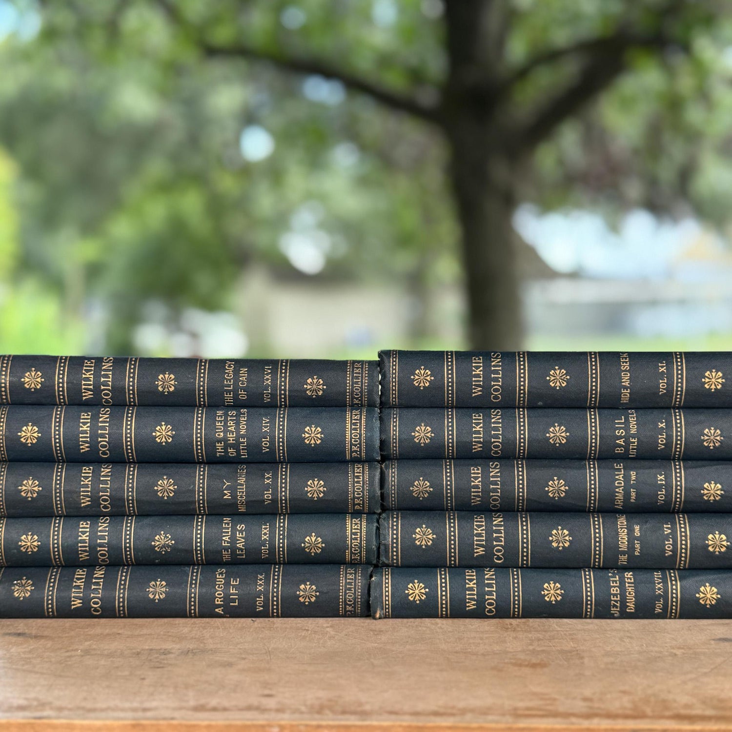 Antique 10-Volume Wilkie Collins Blue Book Bundle