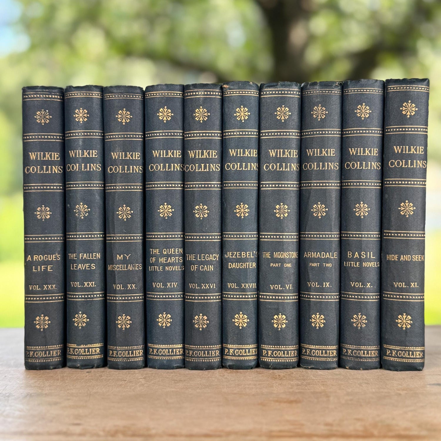 Antique 10-Volume Wilkie Collins Blue Book Bundle