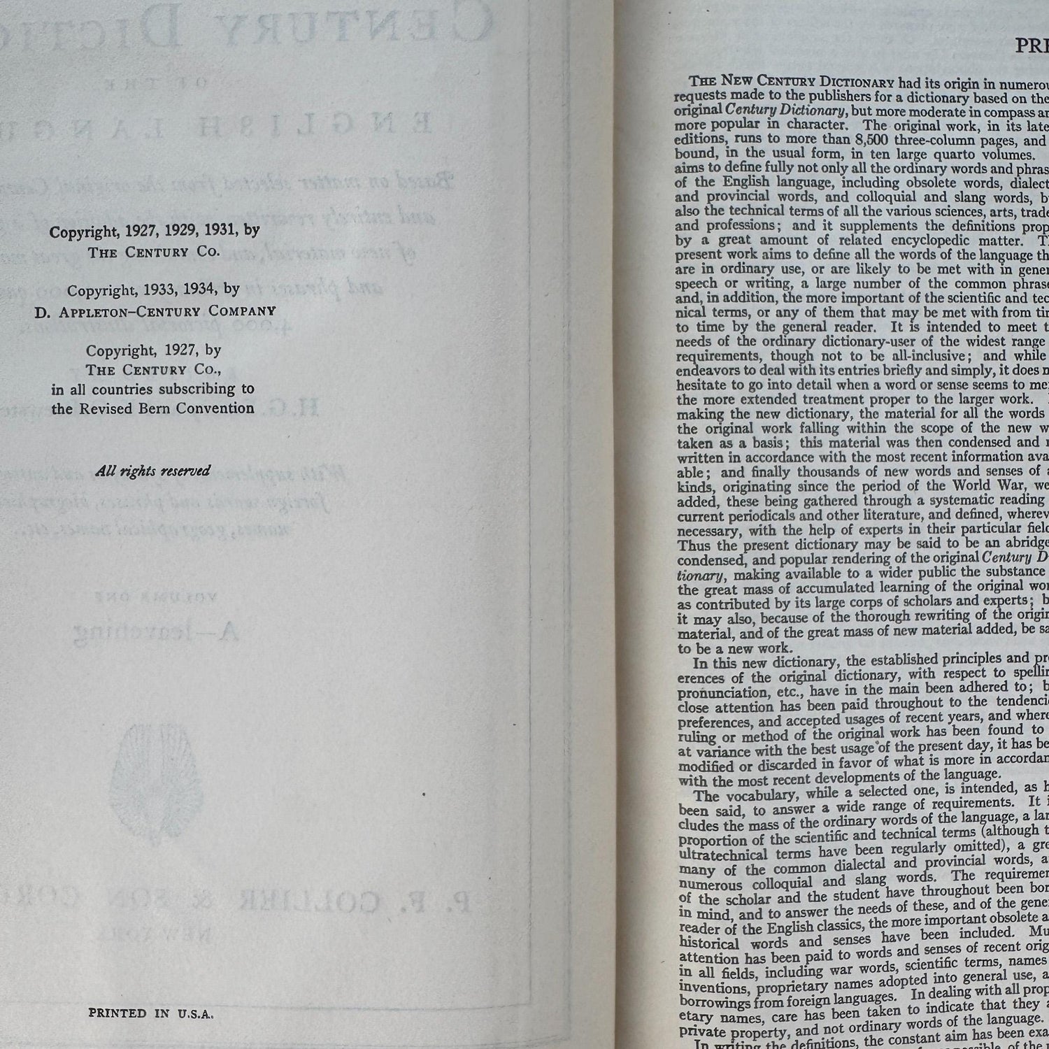 Vintage Oversized Illustrated Blue New Century Dictionary Books 1934