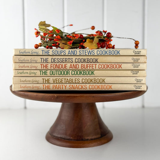 Southern Living Cookbook Set, Oxmoor House, 6 Volume Set, 1970s Hardcover Cream Cook Book Set