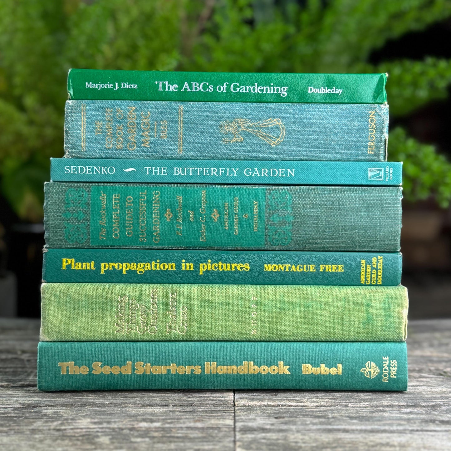 Vintage Green Gardening Book Bundle