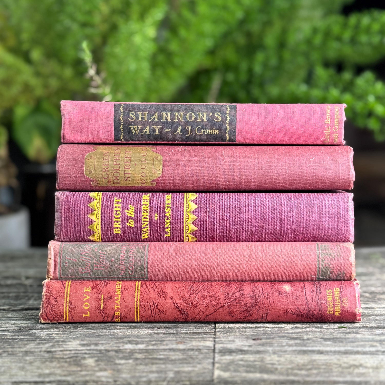 Mauve and Blush Pink Vintage Book Bundle for Shelf Styling and Decor