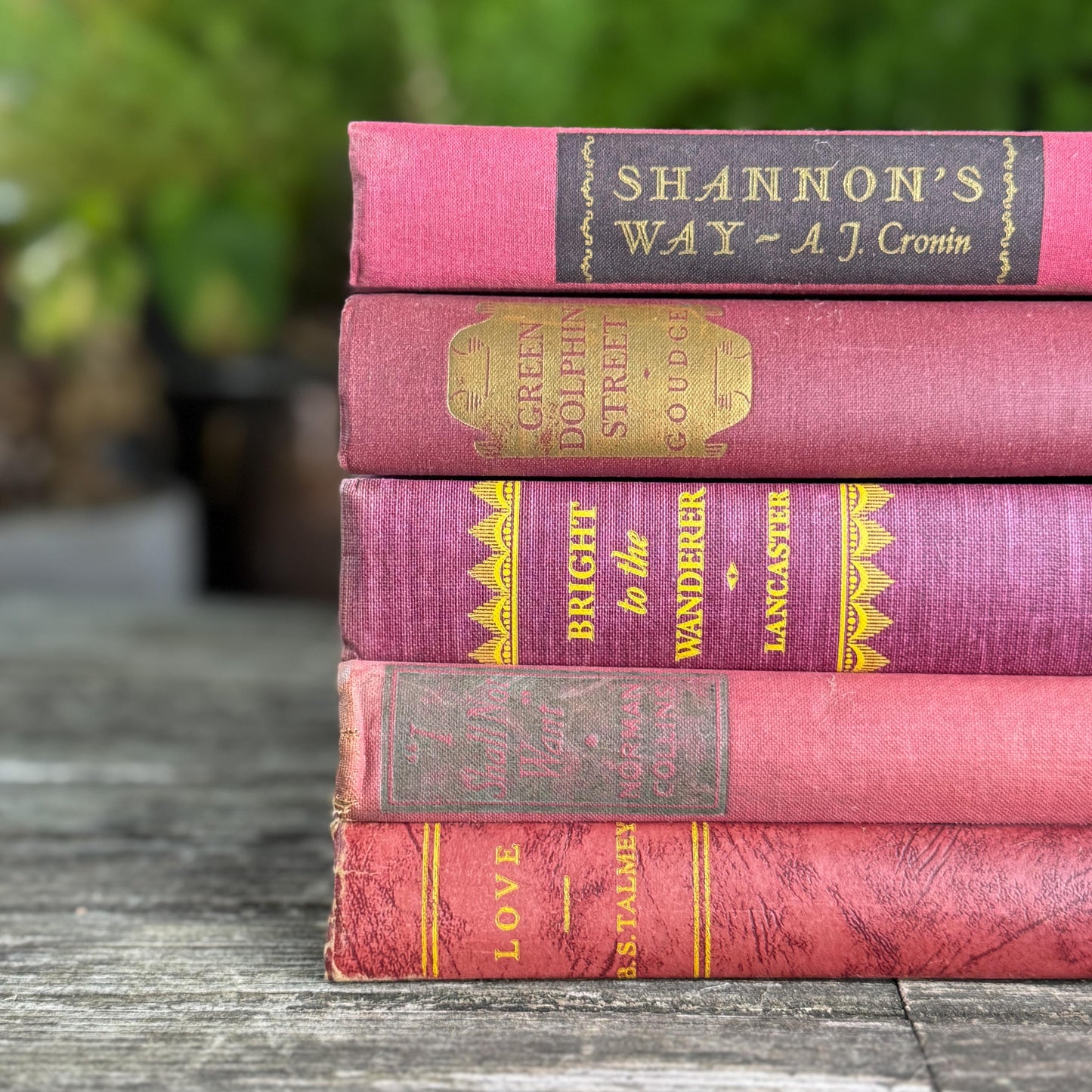 Mauve and Blush Pink Vintage Book Bundle for Shelf Styling and Decor