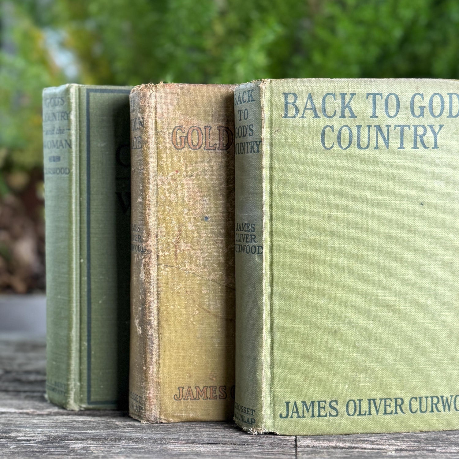 Antique James Oliver Curwood Westerns, Olive Green and Beige Book Bundle