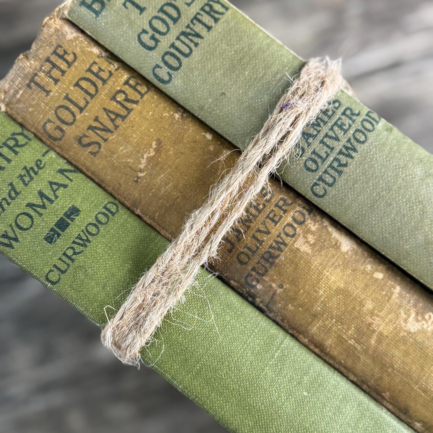 Antique James Oliver Curwood Westerns, Olive Green and Beige Book Bundle