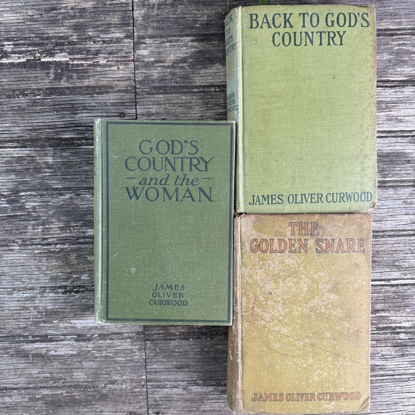 Antique James Oliver Curwood Westerns, Olive Green and Beige Book Bundle