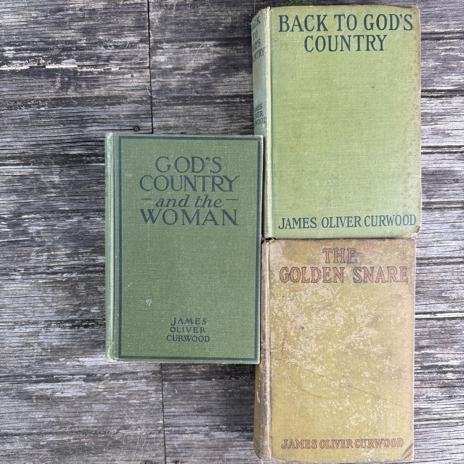 Antique James Oliver Curwood Westerns, Olive Green and Beige Book Bundle