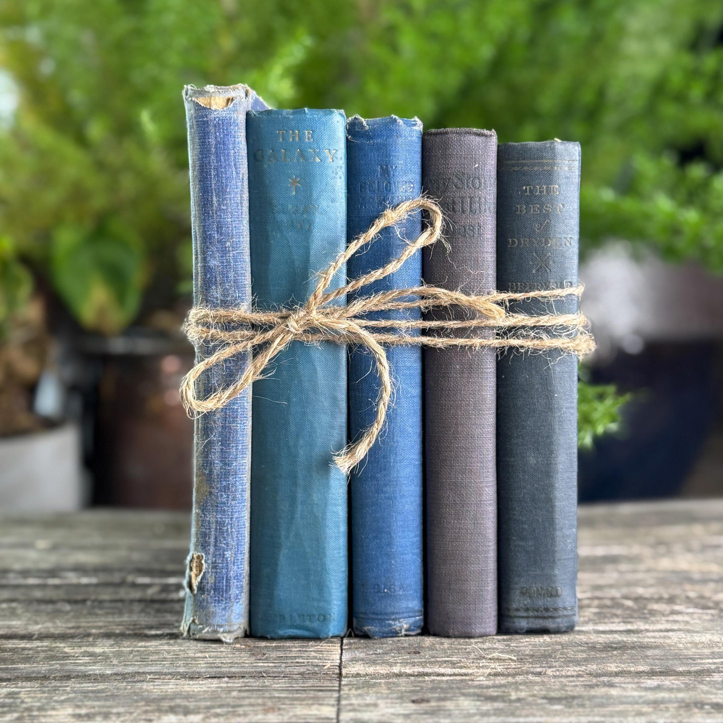 Old Shabby Blue Vintage Books with No Lettering on Spines