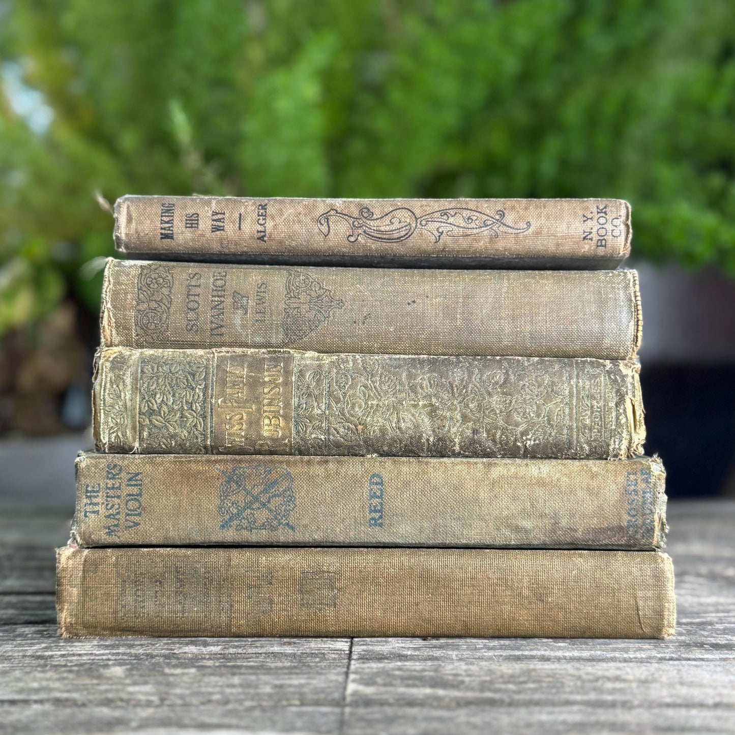Green and Beige Antique Literature Books