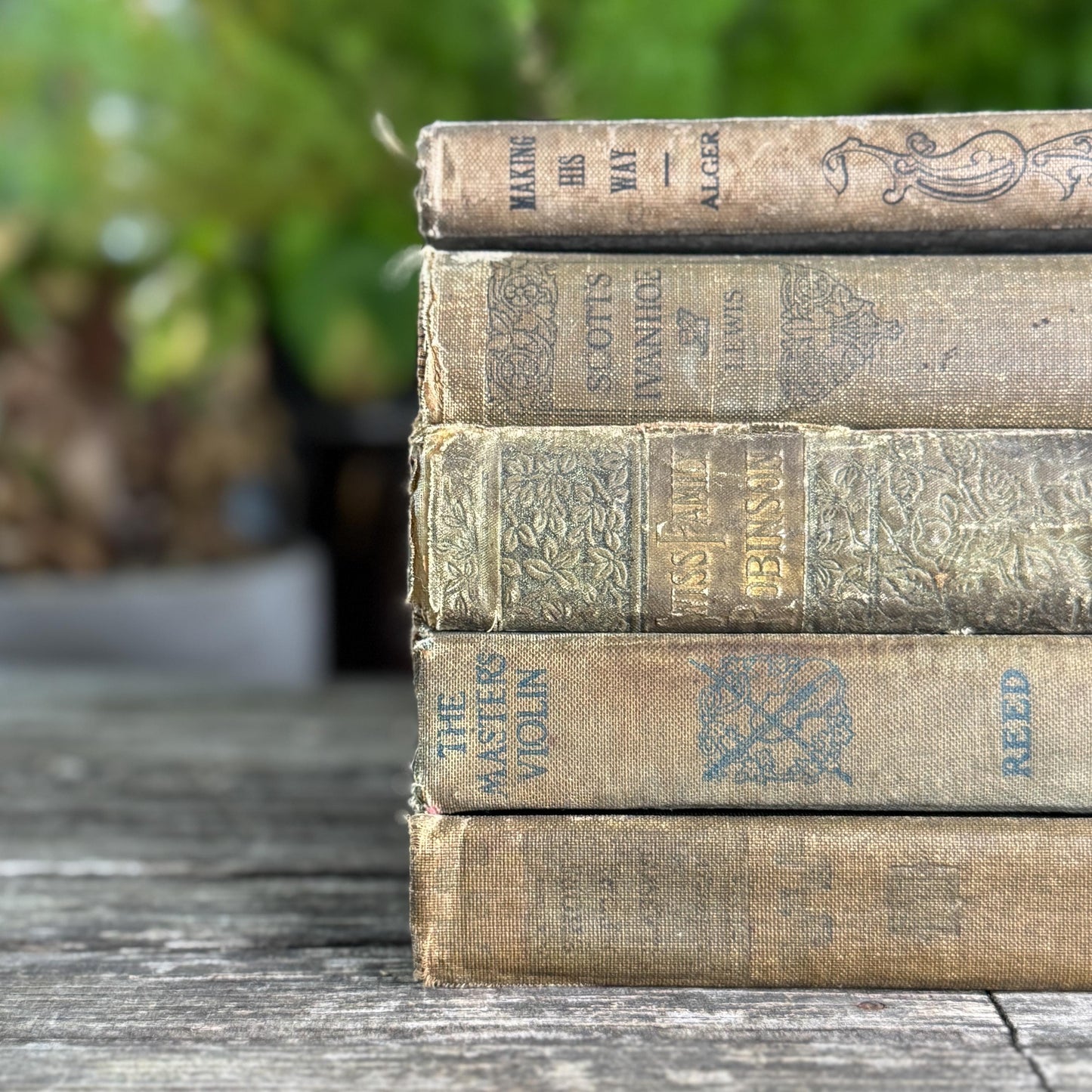 Green and Beige Antique Literature Books