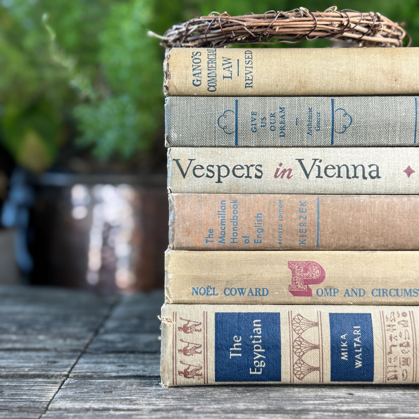 Beige, Blue, Gray, and Beige Vintage Books for Decor