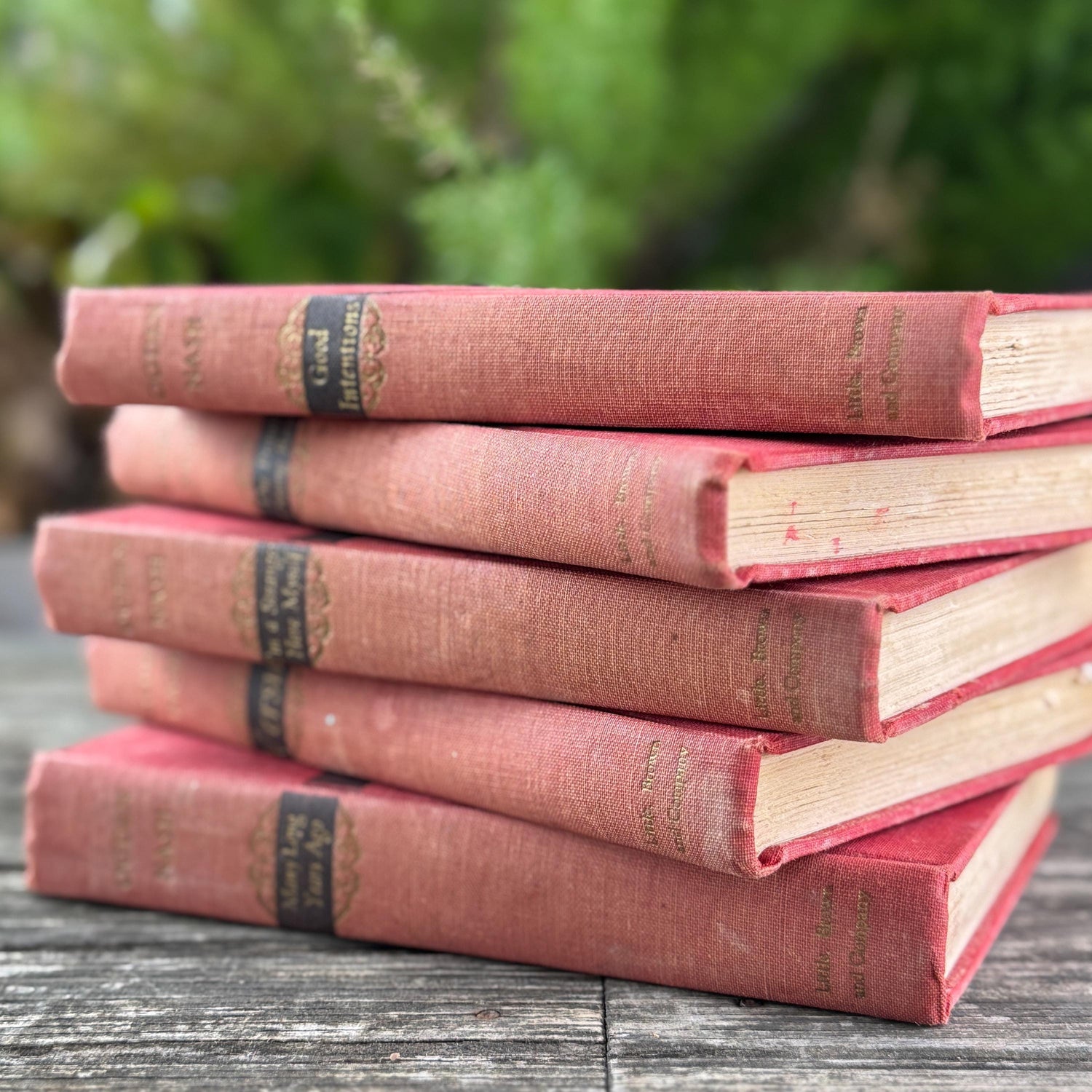 Pink and Faded Red Ogden Nash Vintage Book Bundle