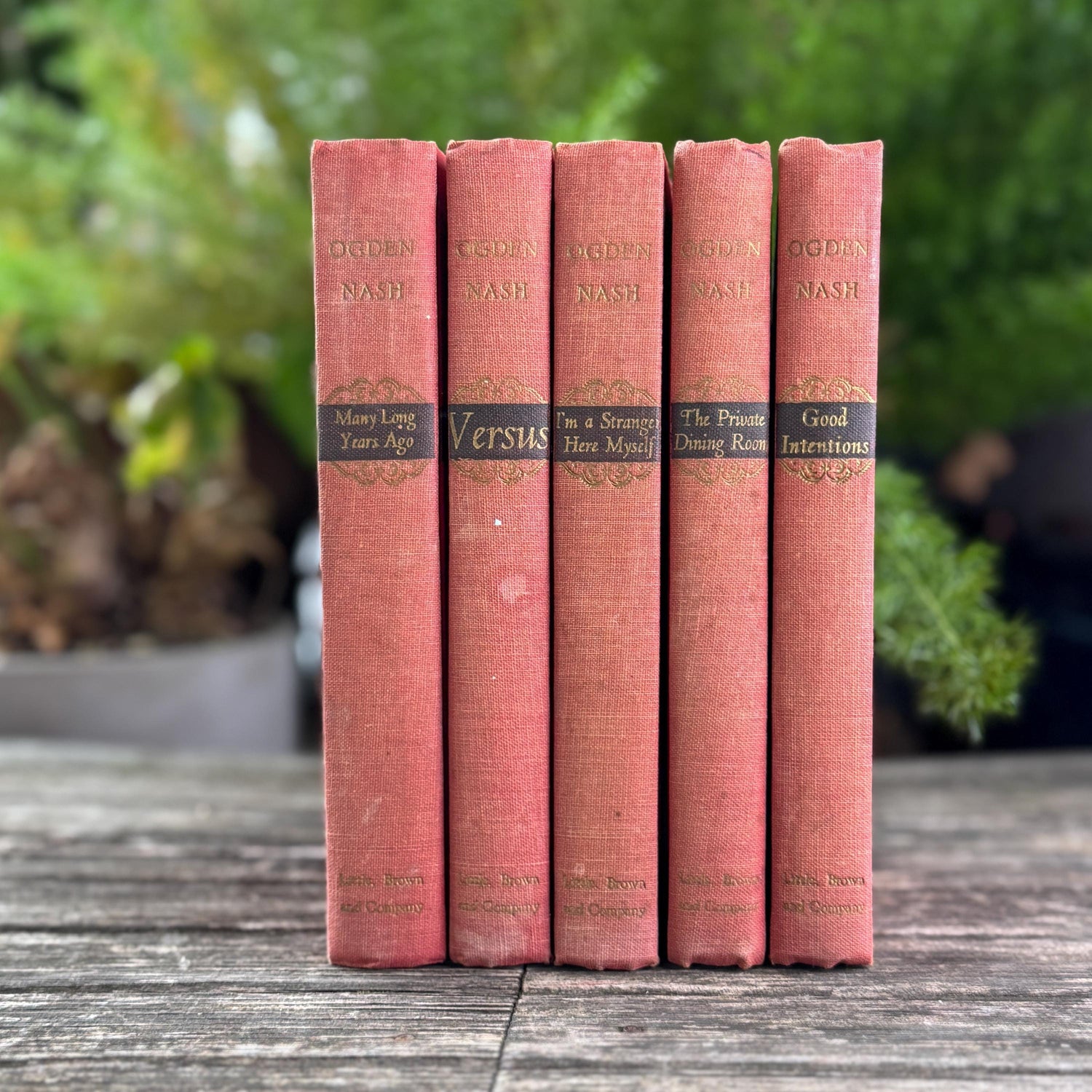 Pink and Faded Red Ogden Nash Vintage Book Bundle