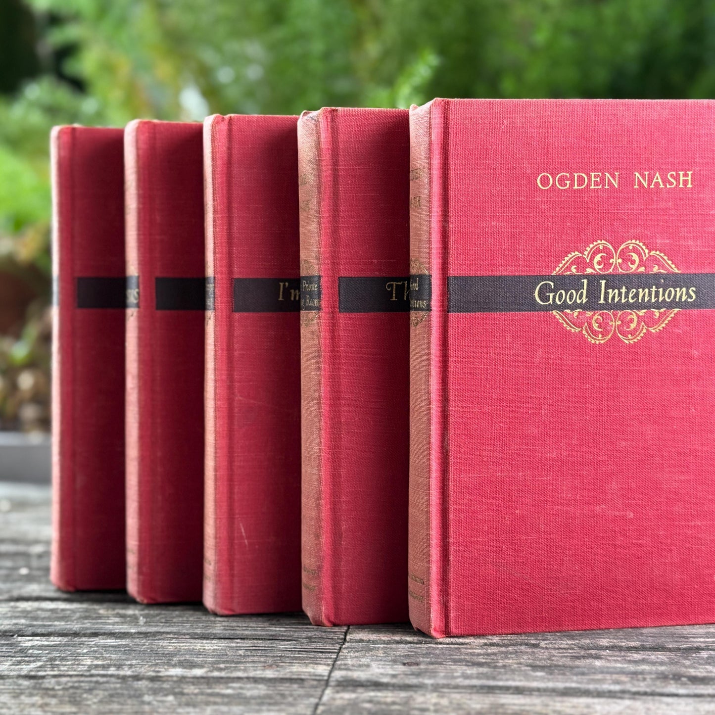 Pink and Faded Red Ogden Nash Vintage Book Bundle