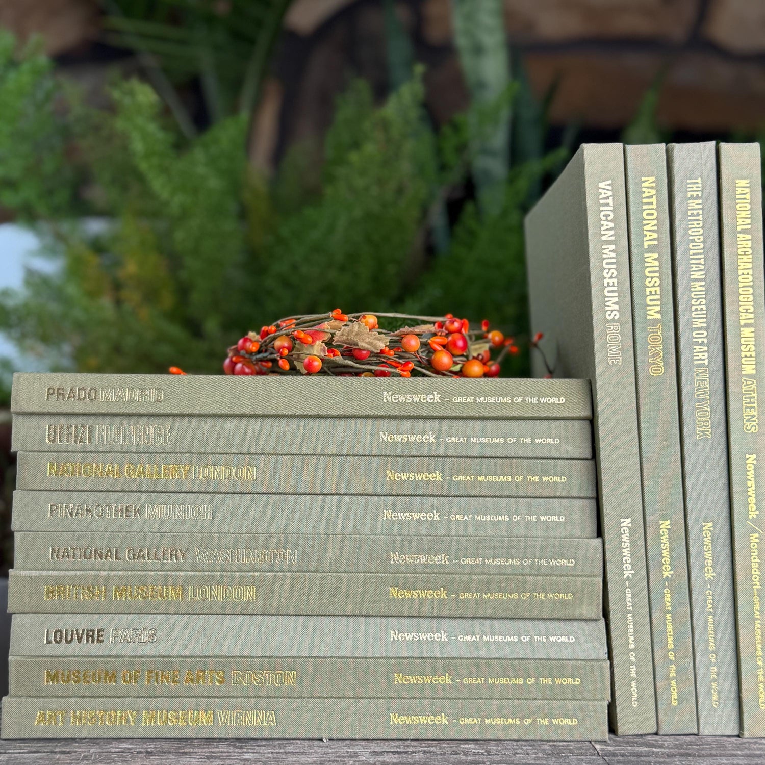 Great Museums of the World Coffee Table Book Set in Olive Green