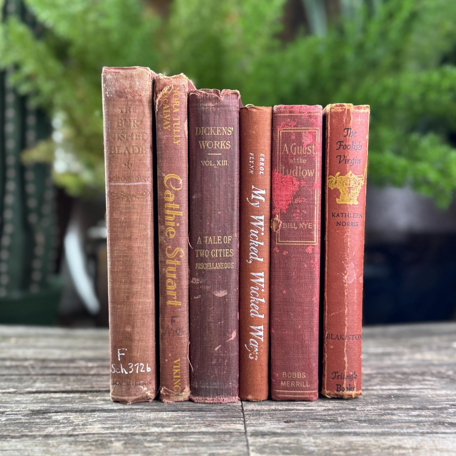 Shabby Vintage Rust Red and Copper Decorative Books